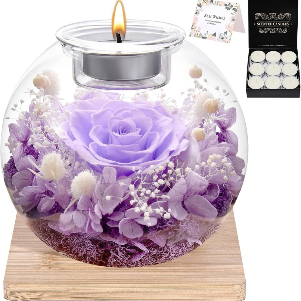 preserved roses in glass with scented for mother’s day gift or teacher’s gifts